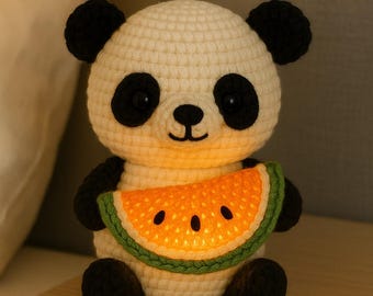 Watermelon Panda Crochet Pattern PDF, Amigurumi Toy Tutorial (Digital Download)
