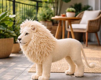 Modello di bambola leone all'uncinetto fatta a mano / Download digitale di giocattolo animale amigurumi in formato PDF