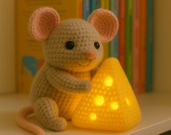 Crochet Mouse Nightlight Pattern, Amigurumi Animal Lamp Tutorial (PDF Download)