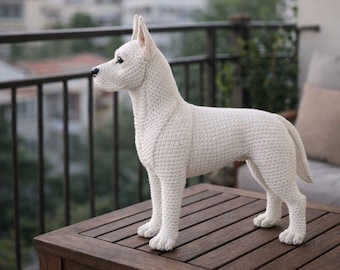 Schema per realizzare un cane all'uncinetto fatto a mano, download digitale, tutorial per realizzare un cane amigurumi a grandezza naturale, scultura fai da te per animali domestici