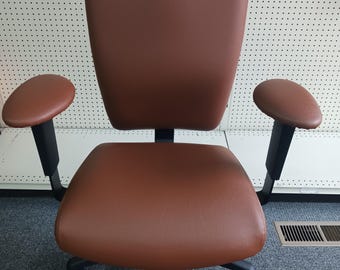 Custom Ergonomic Office Desk Chair. Managers High Back Upholstered in Antimicrobial Cleanable Fabric