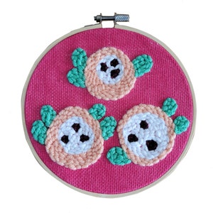 Three Flowers Punch Needle Embroidery