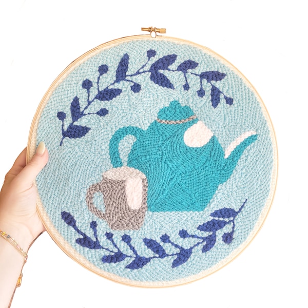 Tea Set Punch Needle Embroidery Kit