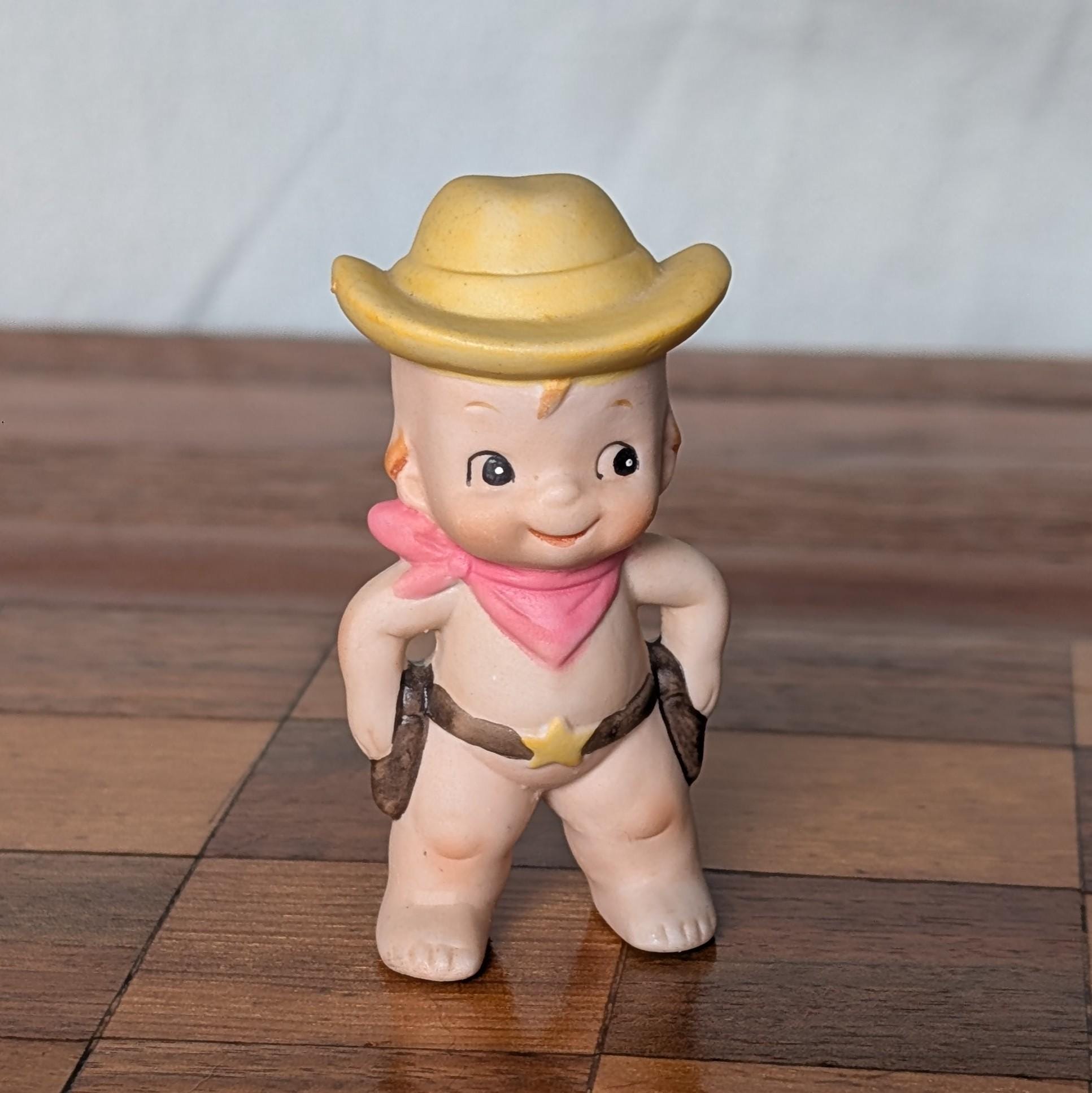 Vintage Kewpie Cowboy Figurine – Made in Japan Ceramic Kitsch