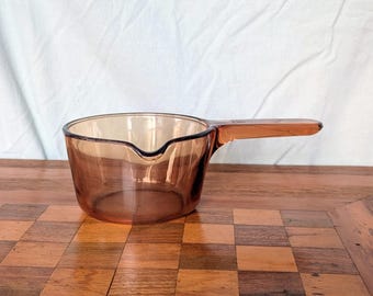 Vintage Pyrex Vision Ware Amber Glass Saucepan – 0.7 Liter Made in France