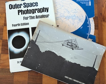 Vintage Astronomy Bundle: Star Chart, Arecibo Booklet, Space Photography Book