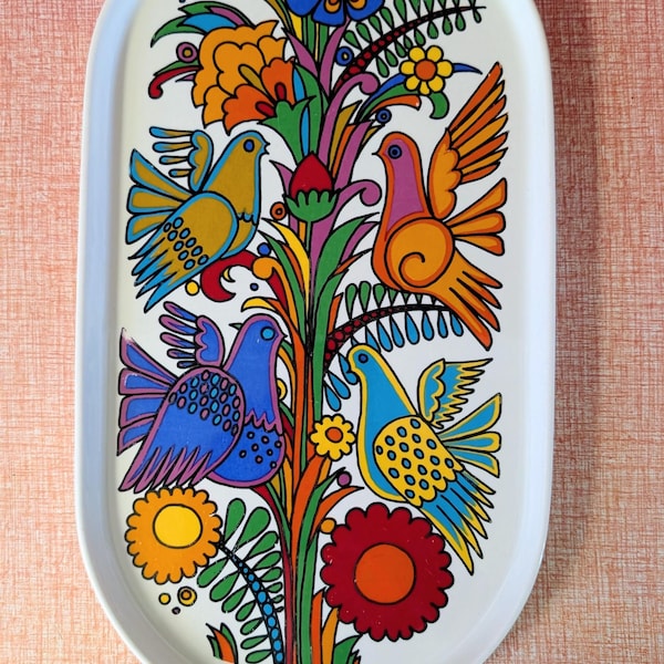 plateau de service vintage Villeroy et Boch Acapulco avec poignées | Forme Milano | Plateau de 15 po. | MCM Luxembourg