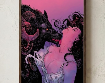 Gothic Horror Wall Art, Monstrous Romance Print, Dark Romanticism Poster
