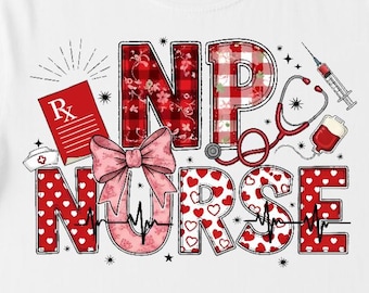 NP Nurse Valentine PNG, Heart Graphic (Digital Download)