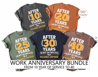 Funny Work Anniversary PNG Bundle, 10-40 Year Employee Gift (Digital Download)