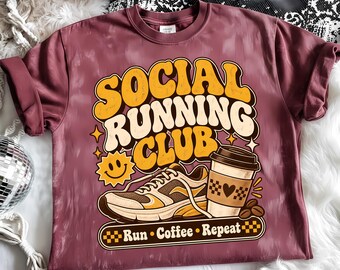 Social Running Club PNG, Run Coffee Repeat, Runner Coffee Design