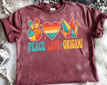 Peace Love Origami PNG, Retro Paper Crane Design