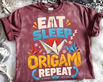 Eat Sleep Origami Repeat PNG, Paper Crane Quote Design