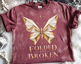 Folded Not Broken PNG, Elegant Origami Butterfly Design