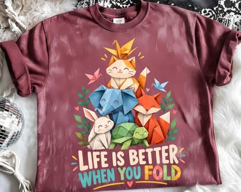 Life Is Better When You Fold PNG, Cute Origami Animals Design