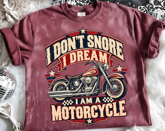 I Don't Snore I Dream I Am a Motorcycle PNG, Vintage Biker Design