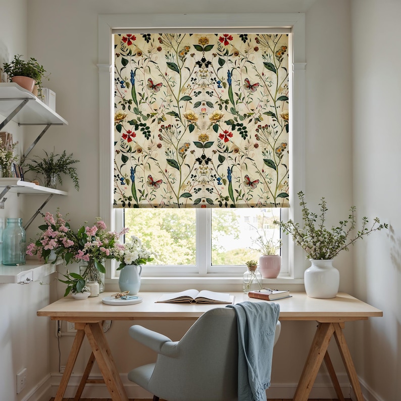 Vintage Botanical Blackout Printed Roller Blind Vintage Floral Window vintage-botanical-blackout-printed-roller-blind-vintage-floral-window