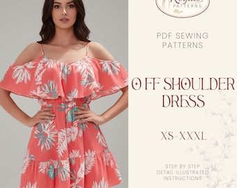 Off Shoulder Dress Pattern | XS-XXXL | Women Sewing Pattern | Summer Dress Pattern | Off Shoulder Dress | Backless Dress PDF Pattern