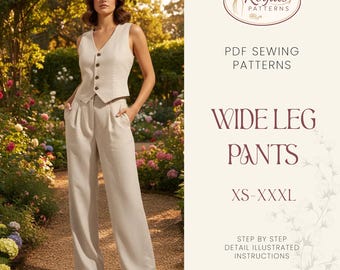 Naaipatroon broek wijde pijpen | Patroon damesbroek | Naaipatronen | Broekpatroon | Naaipatronen voor dames | Patroon Palazzo-broek
