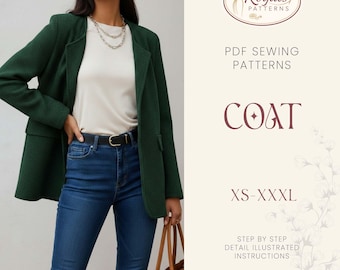 Coat Sewing Pattern for Women, Women Sewing Pattern, Teddy Jacket, Zip Up Jacket, Beginner Sewing Pattern, Sewing Pattern Jacket Coat