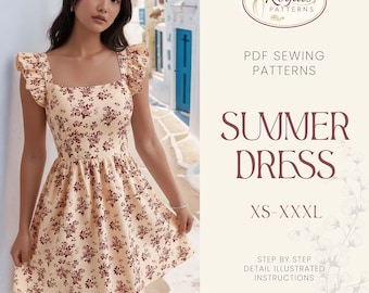 A-Line Dress Pattern | Summer Dress Sewing Pattern | Dress Sewing Pattern | Women Sewing Pattern | Sleeveless Dress | Midi Dress Pattern