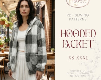 Hooded Jacket Sewing Pattern for Women | Coat Pattern | Jacket Pattern | Sewing Patterns | Women Sewing Pattern Coat Jacket with Hoodie