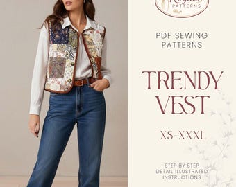 Vest Sewing Pattern | Front Tie Top Pattern | Vest Pattern | Top sewing pattern | Women Sewing Patterns | Quilted Vest | Patchwork Vest