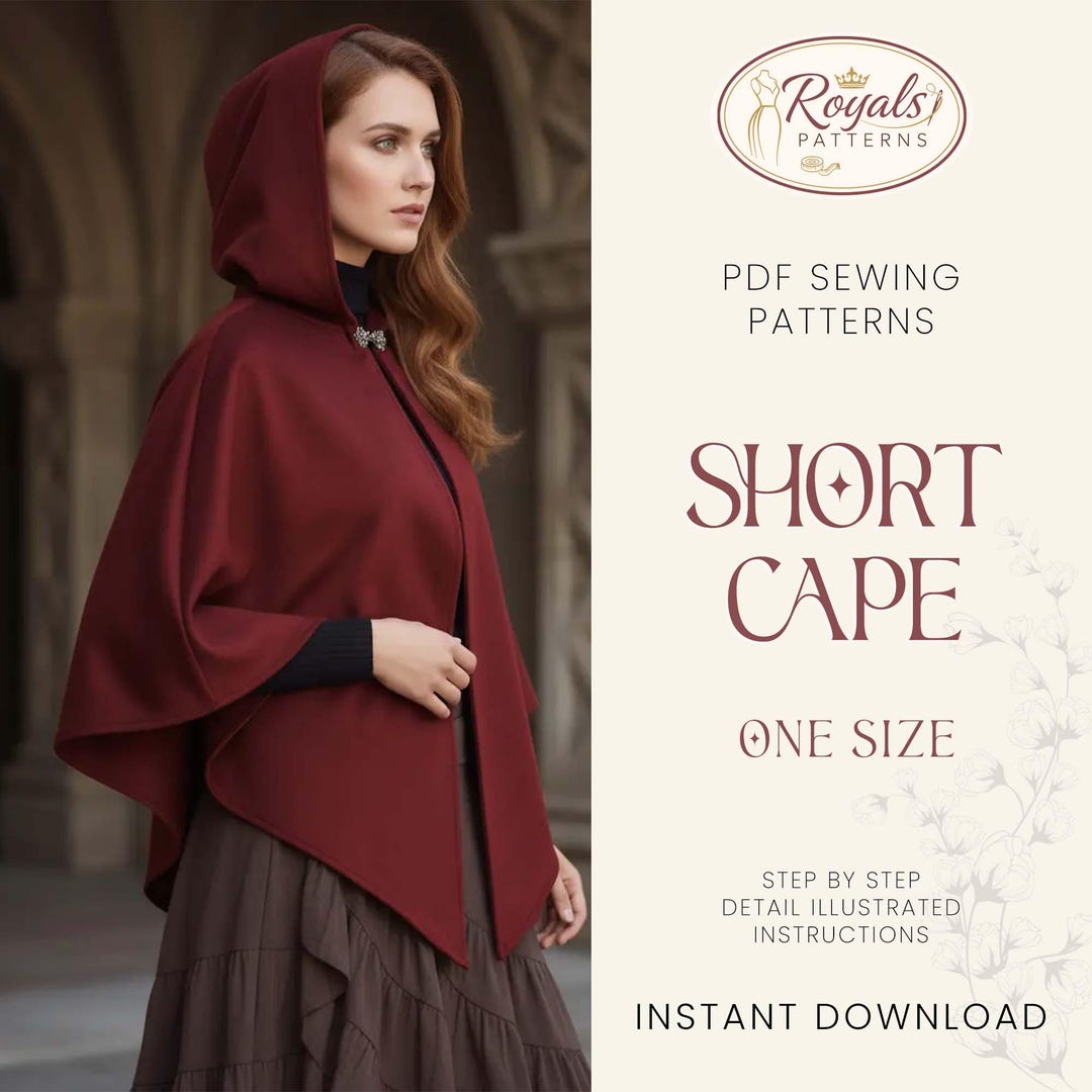 Short Cape Jacket Sewing Pattern, Women Sewing Pattern, Cape Pattern ...