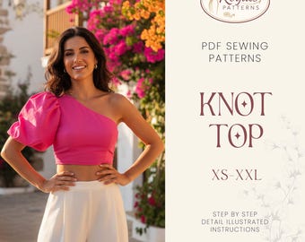 Knot Top Pattern | Sewing Pattern Top | Crop Top Pattern | One shoulder top pattern | Women sewing pattern | Beginner Sewing Pattern Easy