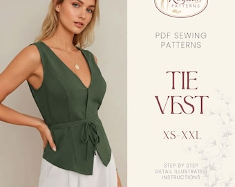 Patroon strikvest | Patroon striksluiting voorkant | Naaipatroon vest | Naaipatroon bovenkant | Naaipatronen voor dames | Gewatteerd hemd | Patchwork-vest