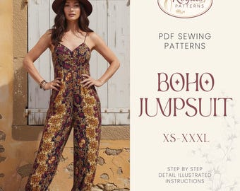 Patrón de costura de mono / Patrón de peto / Patrón de mono de mujer / Patrones de costura Patrones PDF / XSS-XXXL / Patrón de costura para principiantes