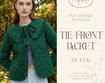 Tie front Jacket Pattern | Front Tie Top Pattern | Vest Sewing Pattern | Top sewing pattern | Women Sewing Patterns | Quilted Vest