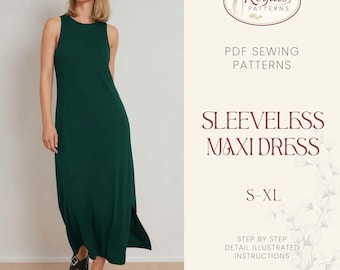 Sleeveless Dress Sewing Pattern | Summer Dress Pattern | Beginner Dress Pattern | Women Dress | Patterns for Women, Maxi Dress Long Dress