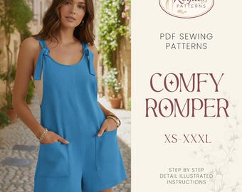 Comfy Romper Pattern | XS-XXXL | Romper Pattern | Summer Dress Pattern | Overalls Sewing pattern | Women Beginner Pattern Jumpsuit