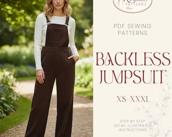 Patrón de mono / Patrón de costura de overoles / Patrones de costura para mujer / Overoles para mujer / Pantalón de peto Pantalón holgado / Patrón de costura