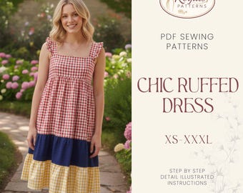 Patrón de costura de top con volantes, patrón de top sin mangas para mujer, top con volantes, patrón de top corto para mujer, patrón de costura de blusa