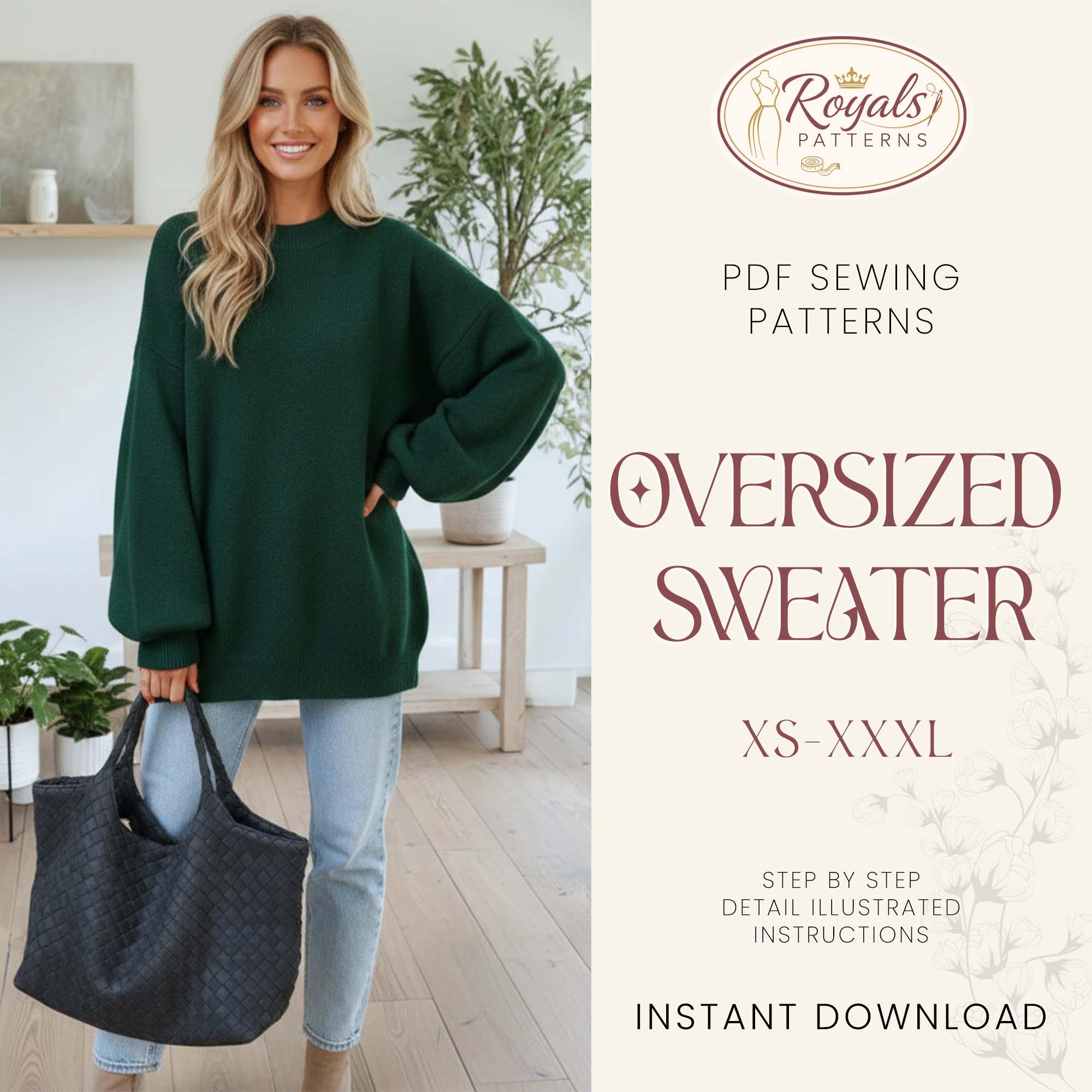 Oversize Sweater Sewing Pattern for Women, Women Sweater Pattern, Zip ...