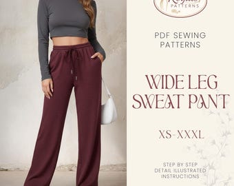 Wide Leg  Sweat Pant Joggers Sewing Pattern, Joggers Pattern, Wide Leg Jogger Pattern, Sweatpants Pattern, Pants Sewing Pattern, Wide Leg