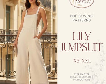 lily Jumpsuit | Overalls Sewing Pattern | Sewing Patterns Women |Women Jumpsuits Overalls | Dungaree Pant Loose Trouser | Sewing Pattern