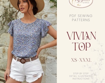 Patrón de costura de blusa / Patrón de top fácil / Patrón de costura para mujer / Patrón de blusa / Patrón de costura para principiantes / Patrón de camiseta de blusa para mujer