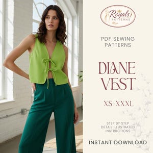 Vest Pattern | Front Tie Top Pattern | Vest Sewing Pattern | Top sewing pattern | Women Sewing Patterns | Quilted Vest | Patchwork Vest