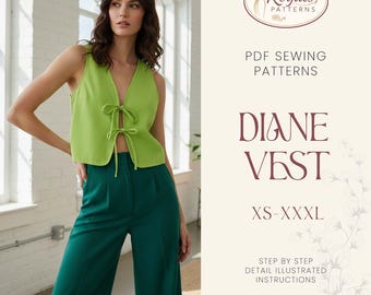 Vest Pattern | Front Tie Top Pattern | Vest Sewing Pattern | Top sewing pattern | Women Sewing Patterns | Quilted Vest | Patchwork Vest