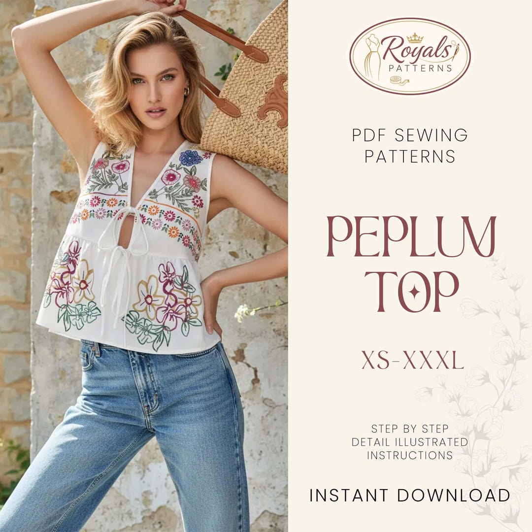 Peplum Top Sewing Pattern | Women Sewing Pattern | Blouse Pattern ...