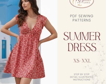 Summer Sewing Pattern | Sizes XS–2XL | Women Sewing Patterns, Beginner Sewing Patterns, Dress Pattern, Skirt Pattern, Instant PDF Download