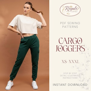 Cargo Joggers Sewing Pattern, Joggers Pattern for Women, Sewing Pattern Women,Beginner Jogger Pattern, Sweatpants Pattern, Jogger Pattern
