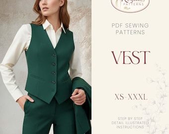 Patrón de costura de chaleco para hombre / Patrón de costura de chaleco para hombre / Patrón de costura de chaleco para hombre / Patrón de camiseta para hombre, Patrón de traje para hombre