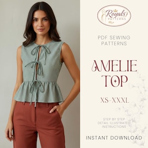 Bovenste naaipatroon | Naaipatroon dames | Blousepatroon | Patroon striksluiting voorkant | Naaipatronen voor beginners Top | Peplumtop, tanktop