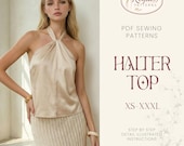 Halter Top Sewing Pattern | Crop Top Pattern PDF | Halter Crop Top | Easy Digital PDF | Instant Download | S-3XL | Women Top Sewing Pattern