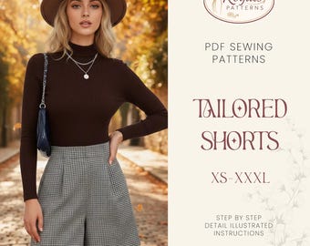 Naaipatroon gemakkelijke shorts voor dames | Damesshorts | Short voor beginners | Short met elastische tailleband | Short met wijde pijpen en hoge taille