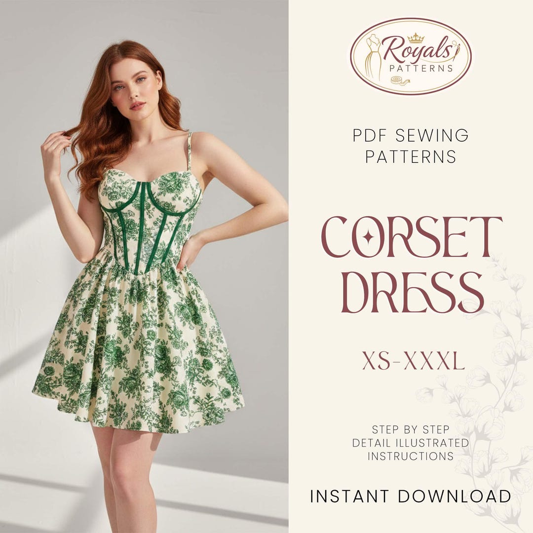 Corset Dress Pattern | Bustier Dress Pattern | Women Pattern | Dress ...